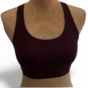 Athleta Ribbed Racerback Crisscross Sports Bra Size XS Cocoa Brown GUC